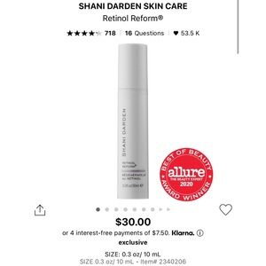 NWT Shani Darden Retinol Reform Lactic Acid Mini Serum - Anti-aging Skincare